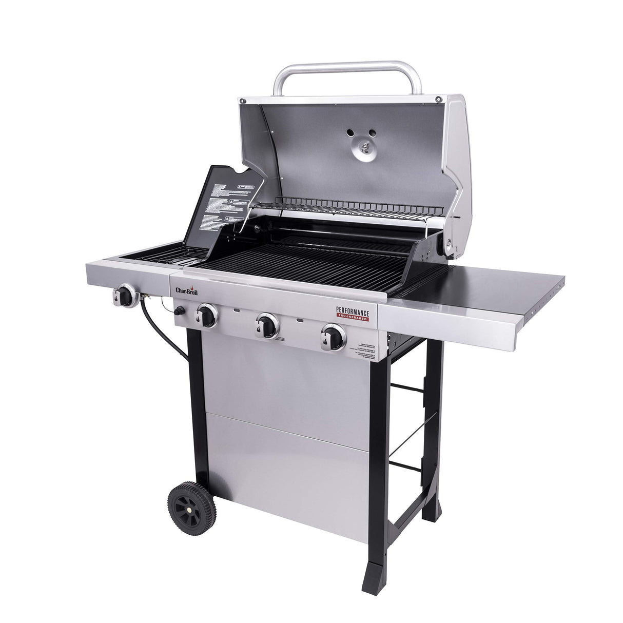 Char-Broil® Performance Series™ TRU-Infrared Cooking Technology 3-Burner with Side Burner Cart Propane Gas Stainless Steel Grill - 463370719 Char-Broil