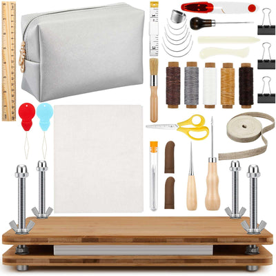 Chivertion 40 Pcs Book Press 11.6" x 7.9" Bookbinding Kits with Complete Book Binding Supplies Handmade Binding Starter Tools Set with Awl Folder Needles Thread Brush Ruler Cloth for DIY