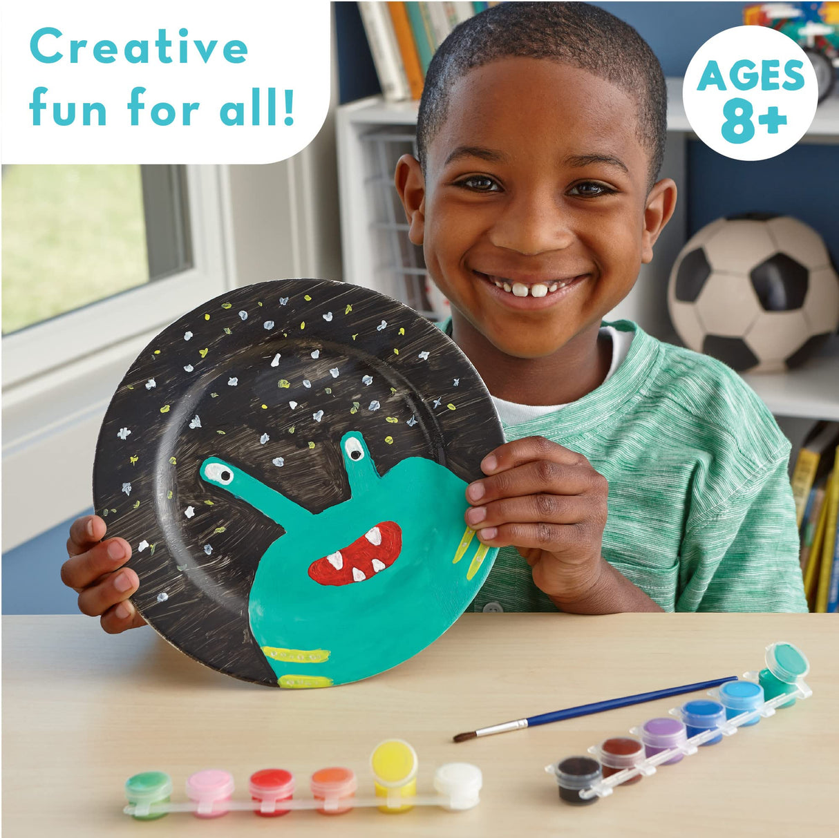 MindWare Paint Your Own Porcelain Plates - Kit Includes 2 Porcelain Plates, 12 Paints, 2 Paint Brushes, and 2 Stands MindWare