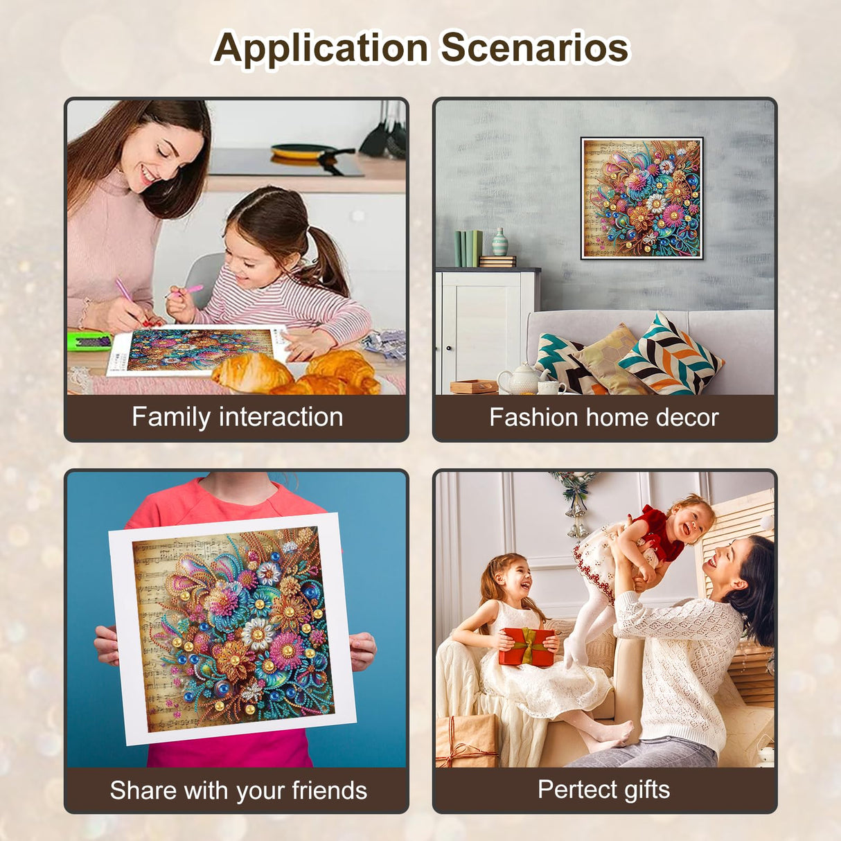 Stalente Diamond Painting Kits for Adults, 5D Special Shape Diamond Art Kits for Beginners, Crystal Rhinestones Diamond Painting for Home Wall Decoration Gift 12×12inch, Flower Stalente