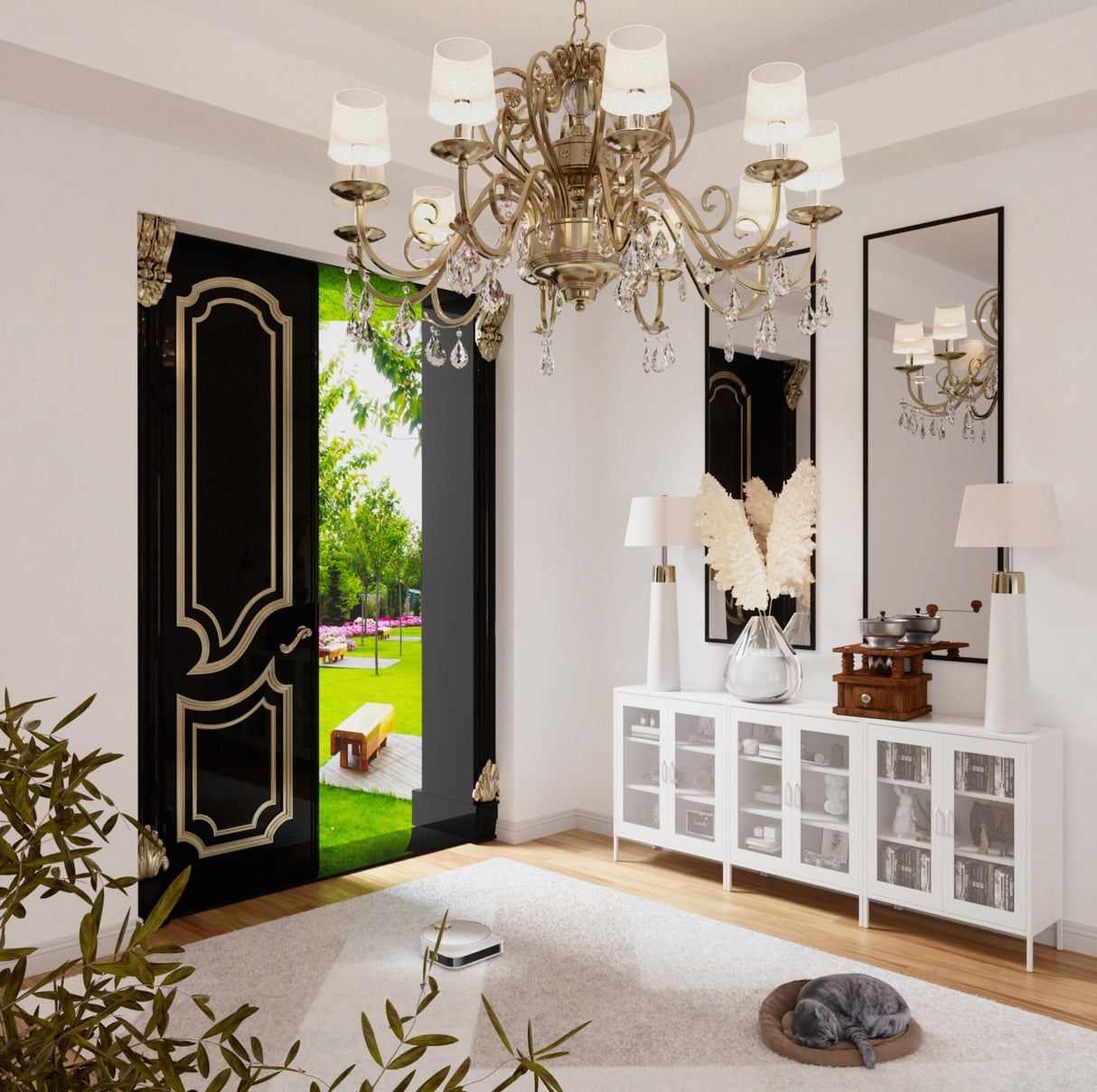 QINPTWUT 73" Industrial Storage Pantry, Kitchen Storage Cabinet with Mesh Door, 4 Adjustable Shelves, Freestanding for Kitchen, Dining Room,Bedroom, Workshop, Office, Garage QINPTWUT