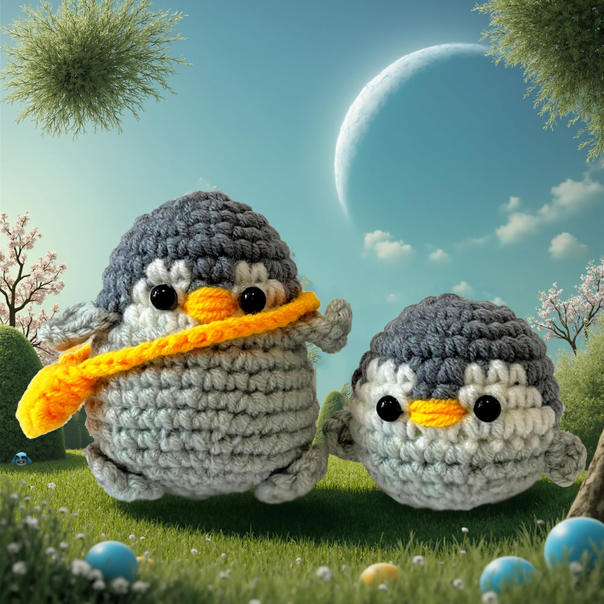 Weronique Penguin is a Challenging Crochet kit for Beginners, Step-by-Step Crochet Tutorial Help The Crafter to Easily Get Started, DIY Crochet Knitting Material Kit Included All The Necessary Tools Weronique