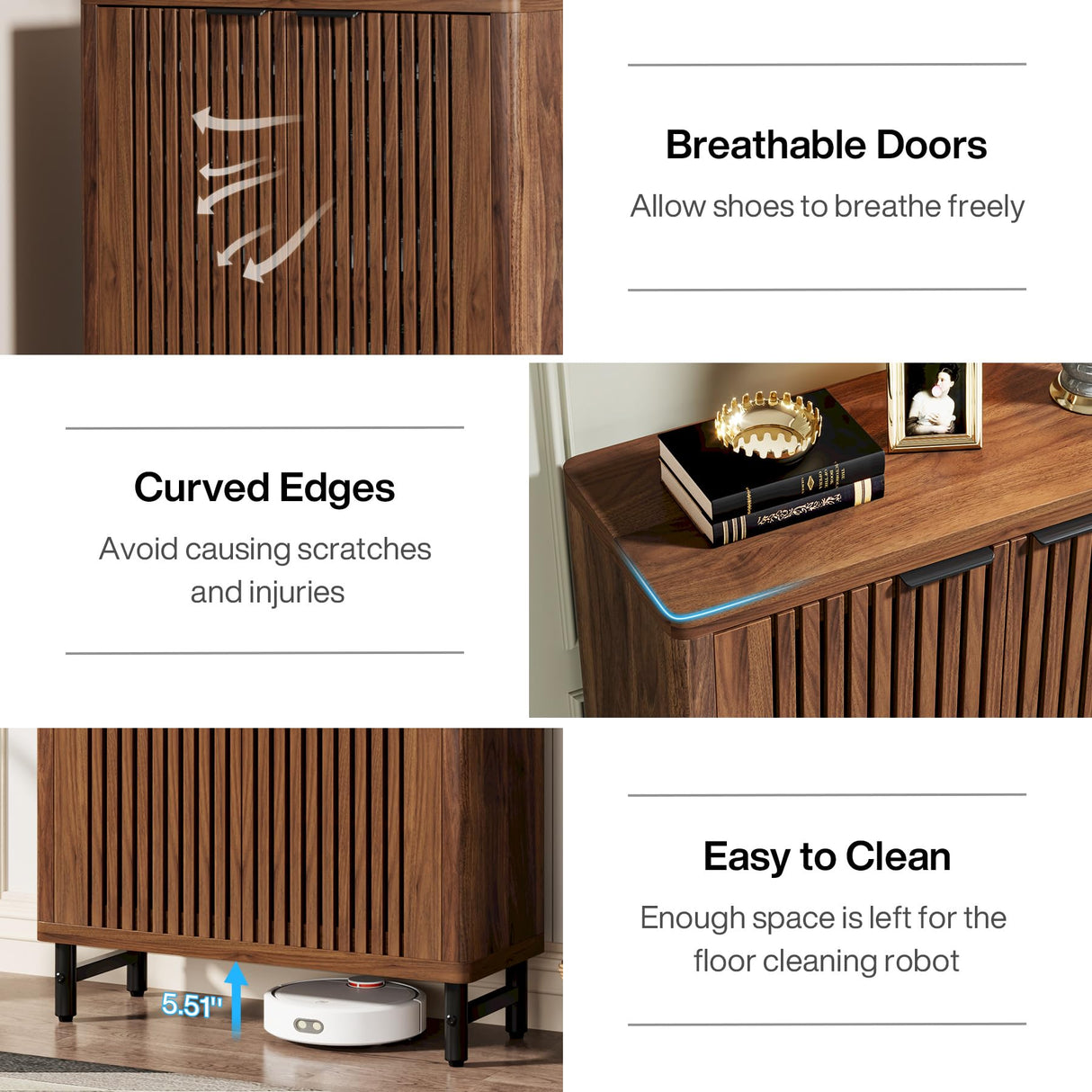 Tribesigns 6-Tier Shoe Cabinet with Louvered Doors, Large Wooden Shoe Storage Cabinet with Adjustable Shelves, Modern Freestanding Shoe Organizer Cabinet for Entryway, Hallway (Walnut) Tribesigns