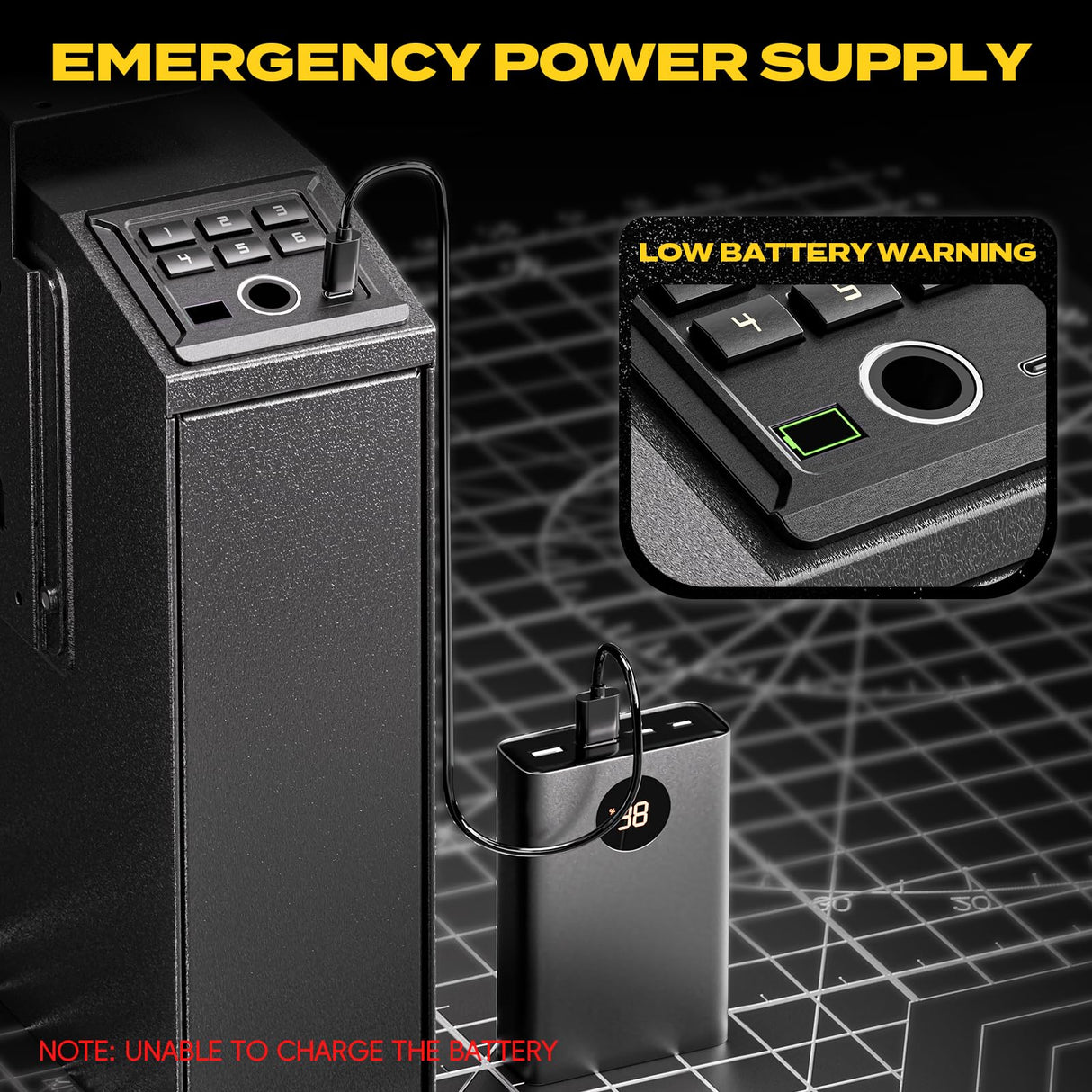 Mounted Biometric Gun Safe for Handgun, Nightstand Quick Access Pistol Safe with Auto Sliding Door for Car, Truck, Desk, Bedside, Slider Gun Lock Box with Security Fingerprint, Key Access, PIN Code HolaDream