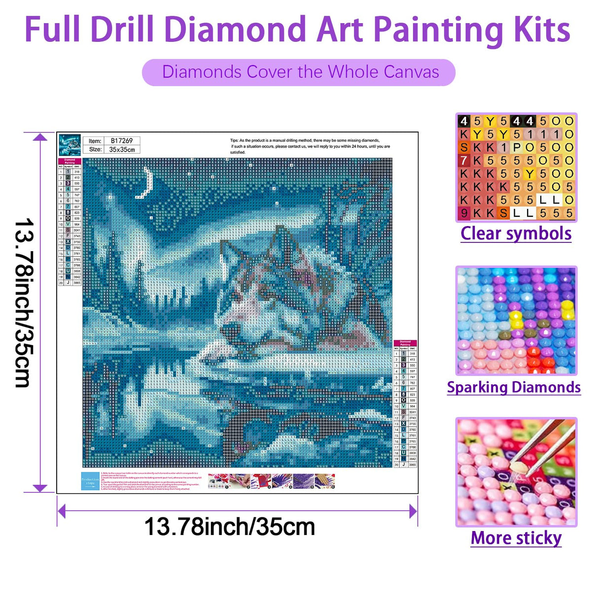 JXDXDJ Wolf Diamond Art Kits for Adults,Aurora 5D Diamond Painting Kits for Beginners,DIY Round Full Drill Winter Diamond Dots Gem Art for Adults,Paint by Pictures Crafts Home Decor 13.78x13.78 Inch JXDXDJ