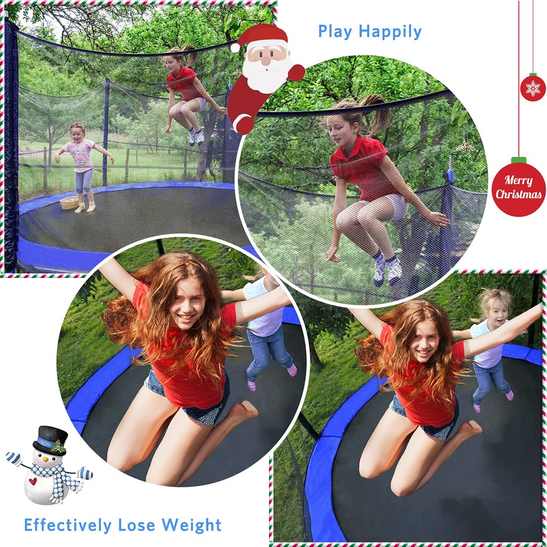 YAKEY Trampoline 10FT 12FT 15FT Recreational Trampolines with Safety Enclosure Net, ASTM Approved Combo Bounce Outdoor Waterproof Trampoline with Ladder for Kids and Family YAKEY