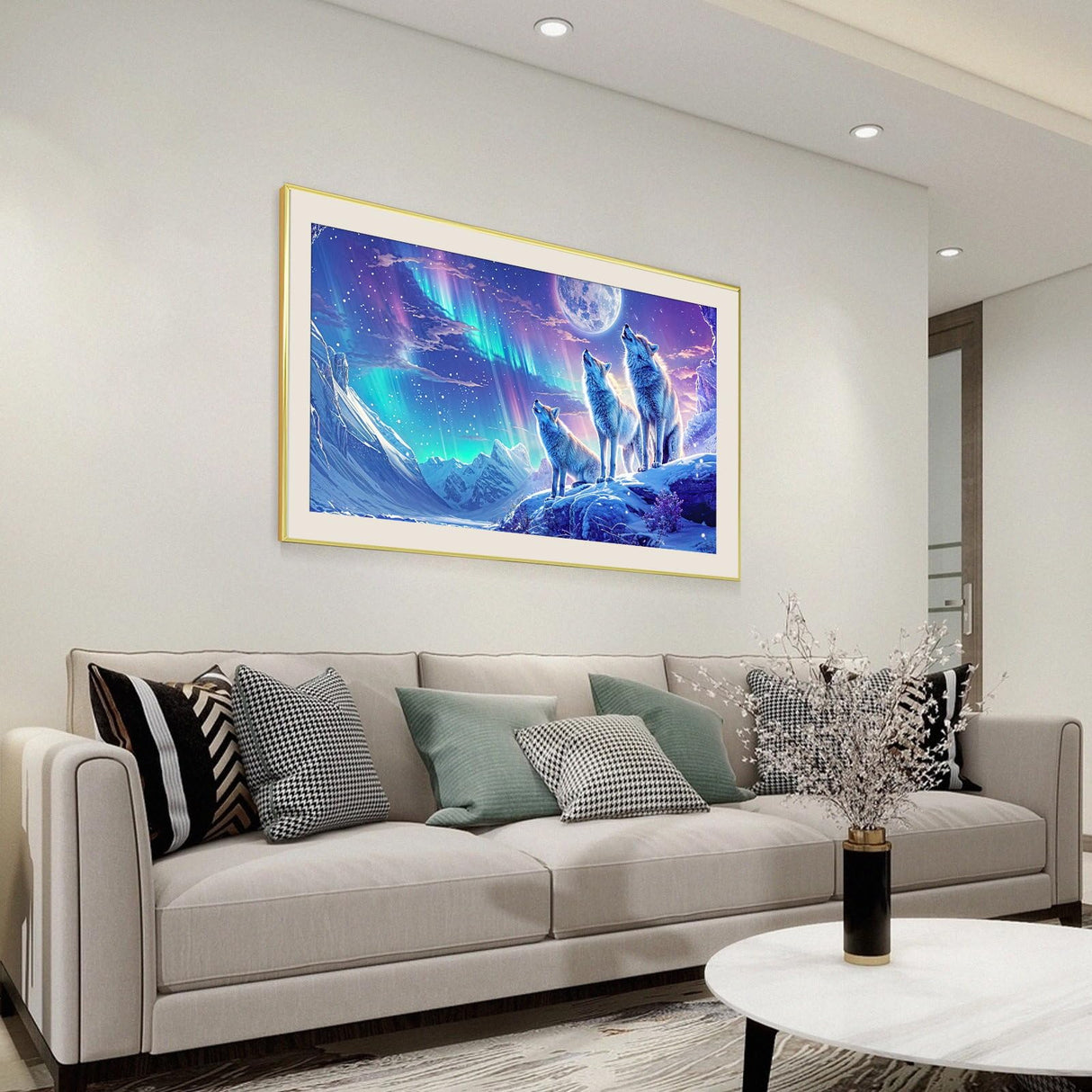 JOOZ Large Diamond Painting Kits for Adults DIY 5D Wolf Diamond Art Kits for Adults Full Drill Aurora Diamond Art Kits Moon Gem Painting Kits for Gift Home Wall Decor 27.5x15.7 Inch JOOZ