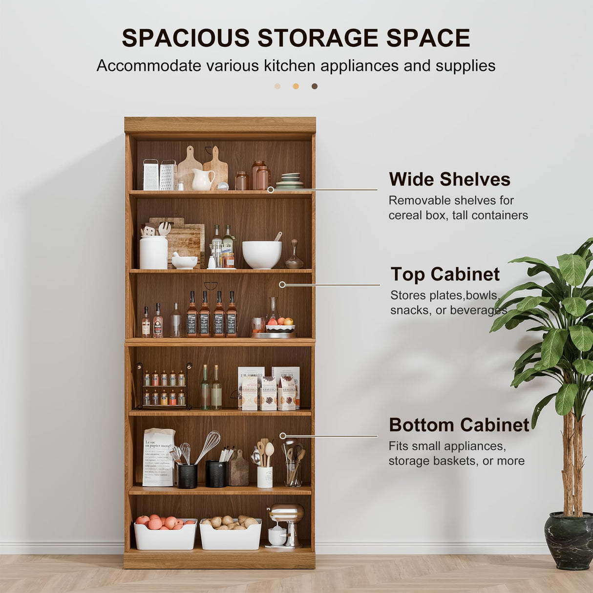 Casaphoria 72" H Wooden Bookcase, Heavy Duty Bookshelves, 6-Tier Wide Bookshelf with Large Storage Space for Home Office, 72" H x 31" W x 16" D, 126Lb, Oak Casaphoria