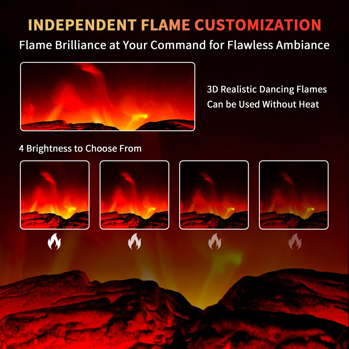 RealSmart Electric Fireplace Heater 22 in Freestanding Fireplace Stove Infrared Fireplace with 3D Flame Effect Remote Control, Timer, Overheating Protection Heater for Indoor Use Brown RealSmart