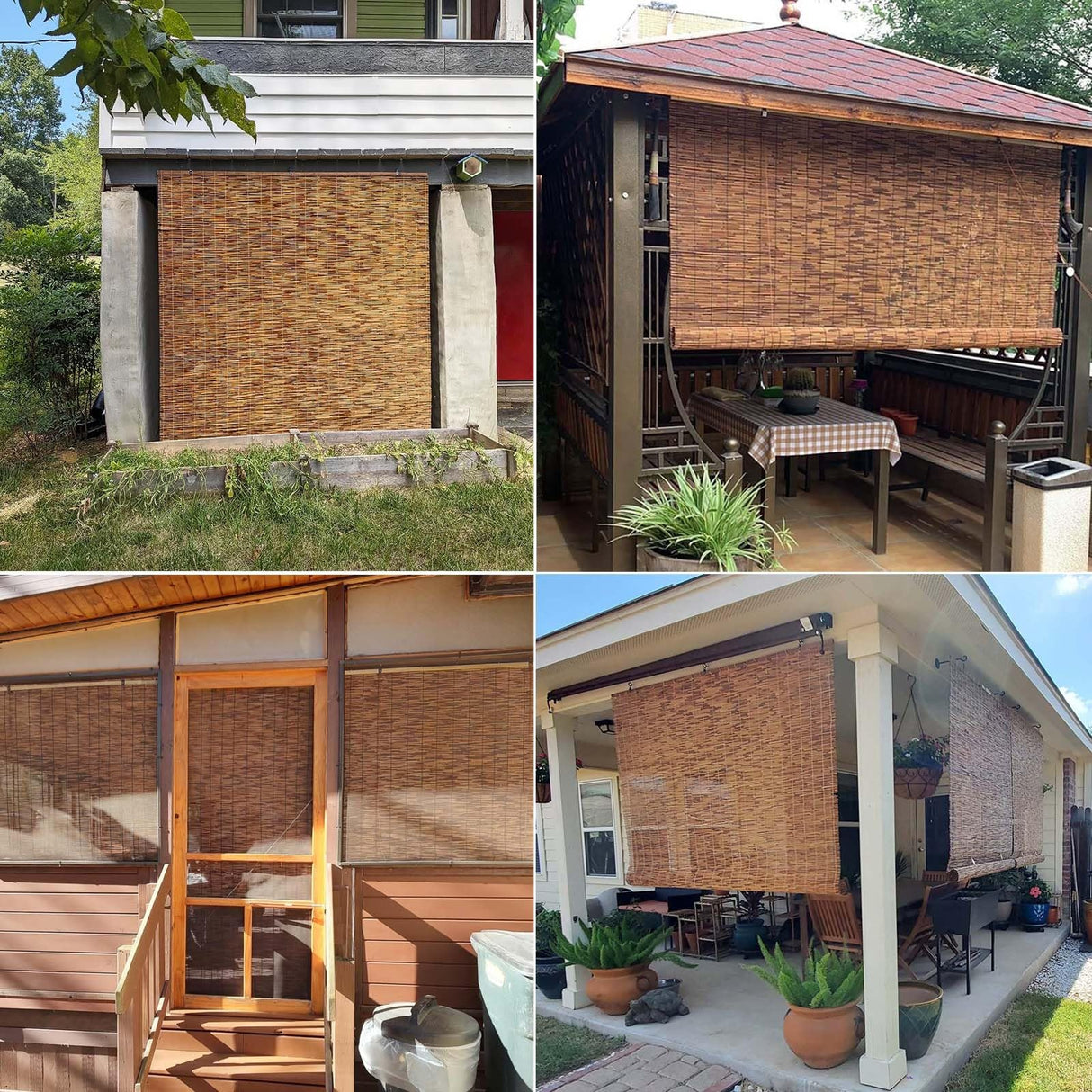 Retro Bamboo Shades 36" 47" 55" 60" 65" 72" 79" Bamboo Roll up Blinds Outdoor Brown Roller Window Shades with Lift Patio Blinds Roll up Shade Waterproof Bamboo Roman Shades for Home Privacy Curtain(W6 KaulaTrinx