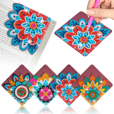 Wivico 4 pcs Diamond Painting Bookmarks, DIY Diamond Art Kits for Adults, Book Corner - Protecting Bookmark Craft Supplies Kits for Book Lovers(Mandala Lace)