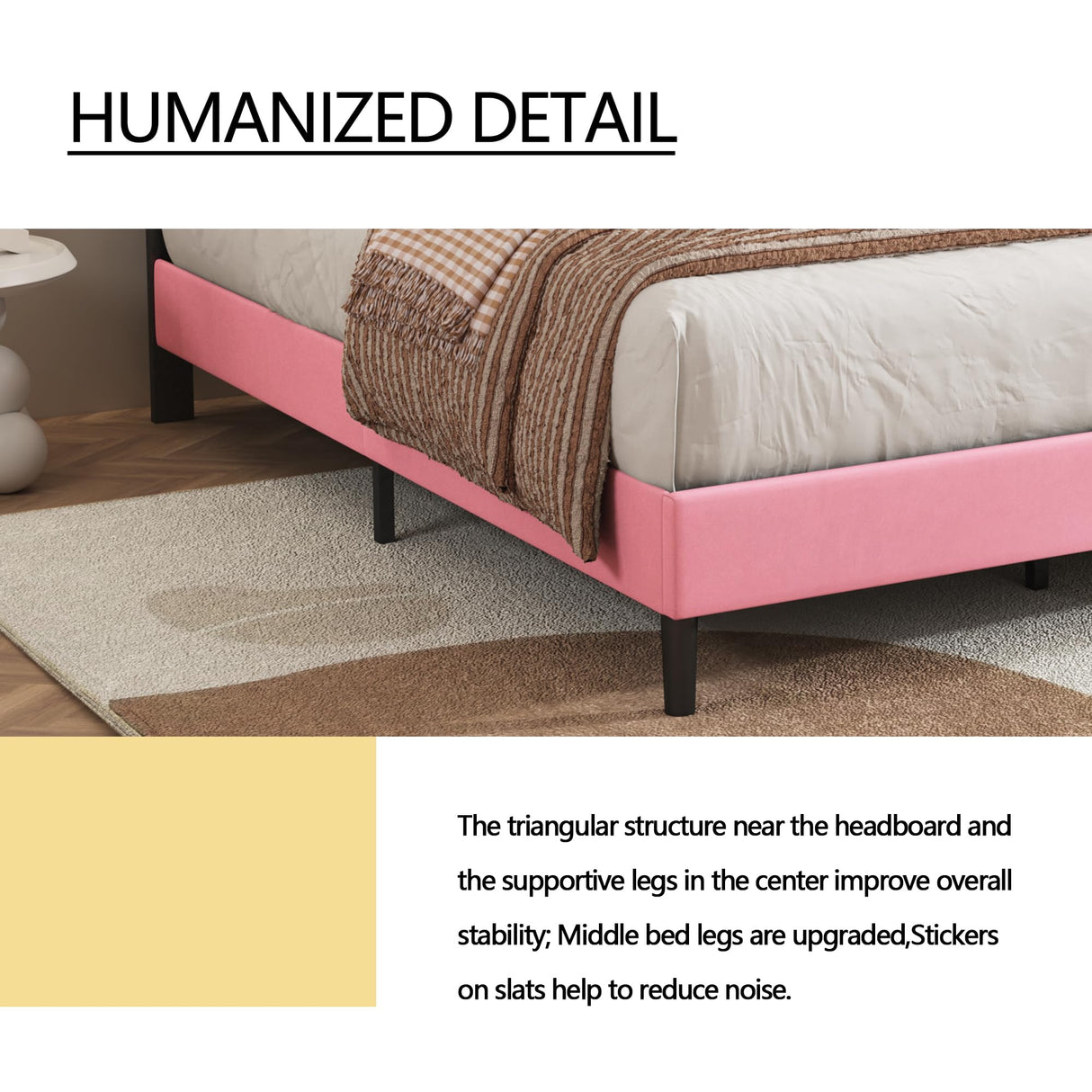 alazyhome Full Size Pink Modern Upholstered Platform Bed Frame with Button Tufting Headboard Solid Wood Slats Support No Box Spring Needed Easy Assembly alazyhome
