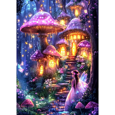 MAXBYE Diamond Paintings of Mushroom House, Diamond Art Kits for Adults, 5D Fantasy Art Landscapes Diamond Art Kits, Diamond Paintings for Home Décor Items, Extra 30% Diamonds, 12x16in