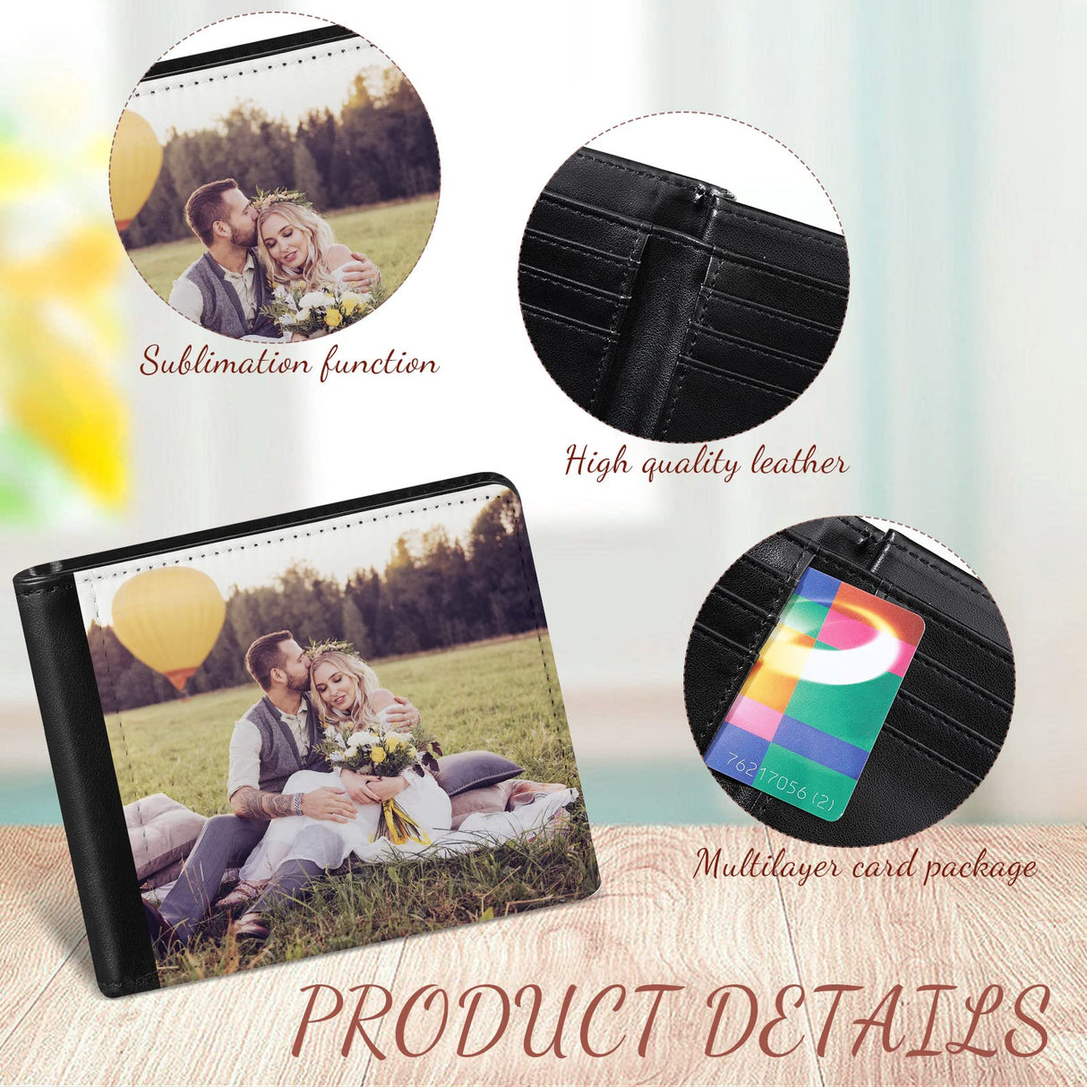 LEIFIDE 4 Pcs Sublimation Wallet Blank Heat Transfer Wallet Blank Sublimation Wallet Single Sided DIY Wallet Slim for Men PU Leather Wallets with ID Windows Card Slots for Christmas Travel Work Gift LEIFIDE