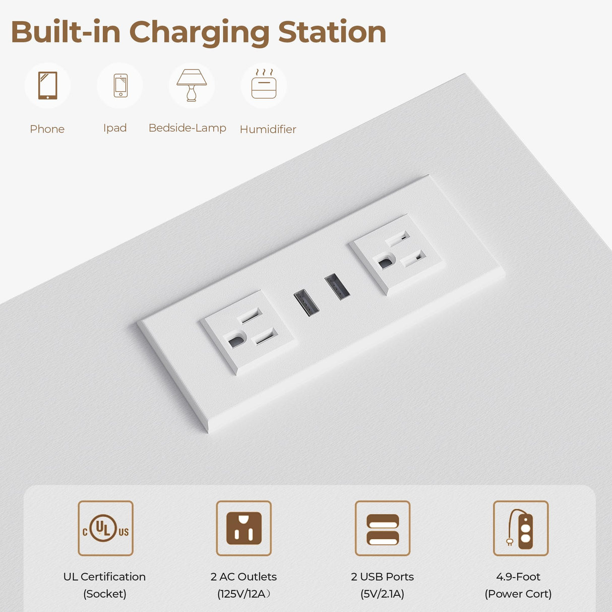 BEWISHOME White Dresser for Bedroom with Charging Station and LED Lights, 6 Drawer Dresser Chests of Drawers, Wood Dresser for Closet, Modern Wide Dresser with Open Space, TV Stand, White KCG02W BEWISHOME