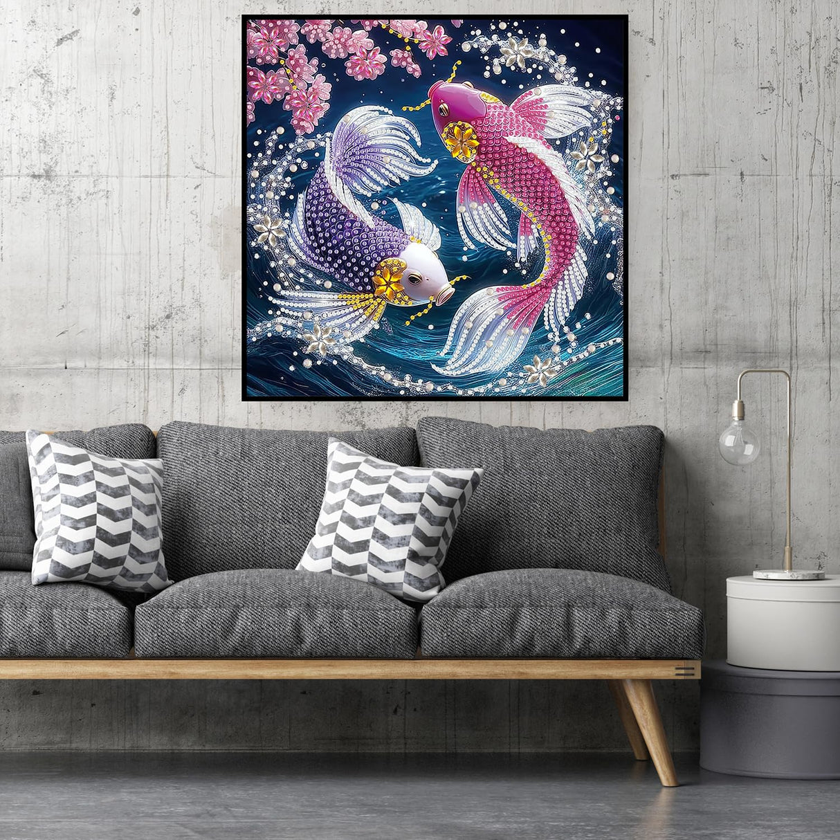 CHWGLFGG 5D Diamond Art Kits for Adults Beginners, Two Fish Special Shape Diamond Painting, DIY Drill Diamond Dot Gem Art Kits for Adults, Home Wall Decor 11.8X11.8 Inch CHWGLFGG