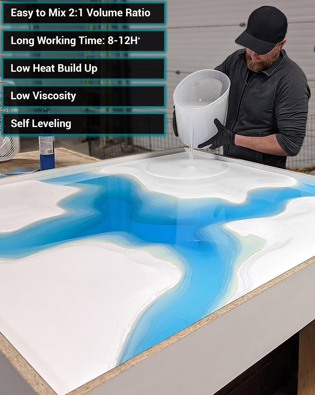 EcoPoxy FlowCast Deep Pour Epoxy Resin Kit - 1.59 Gal / 6L: UV/Yellowing Resistant, Bio-Based Resin | Water Clear Epoxy for River/Ocean Tables and Other Deep Casting Bubble Free Epoxy Projects EcoPoxy