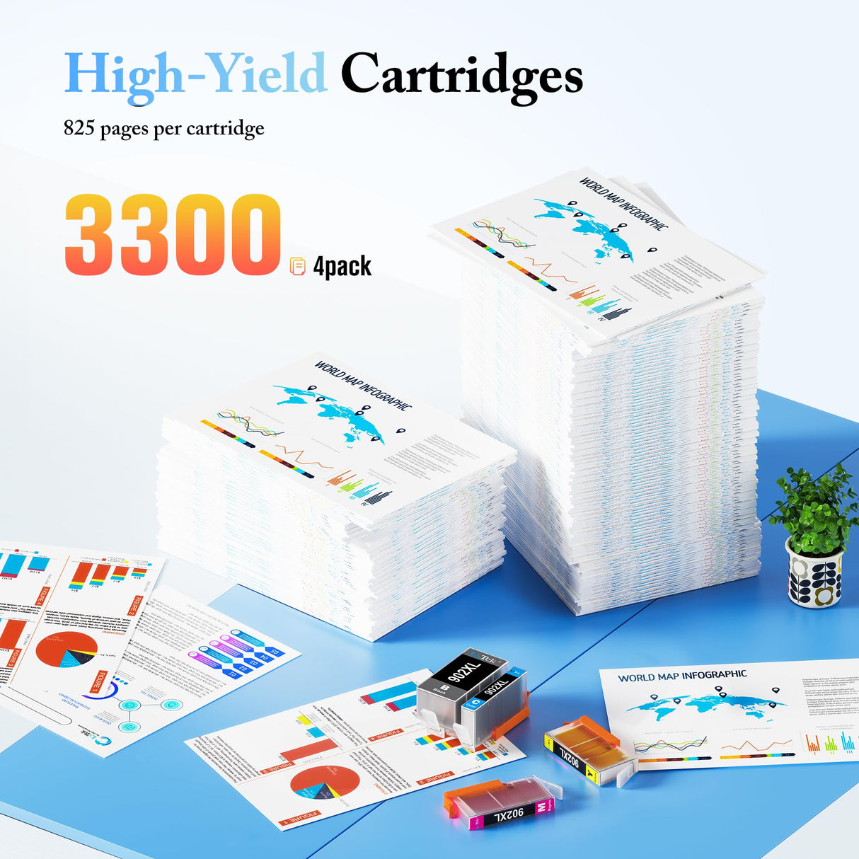 LxTek Compatible Ink Cartridge Replacement for HP 902XL Ink Cartridges Combo Pack, Replacement for HP 902 Ink Cartridges Compatible with Officejet 6978 6968 6962 6958 Printer (4 Pack) LxTek