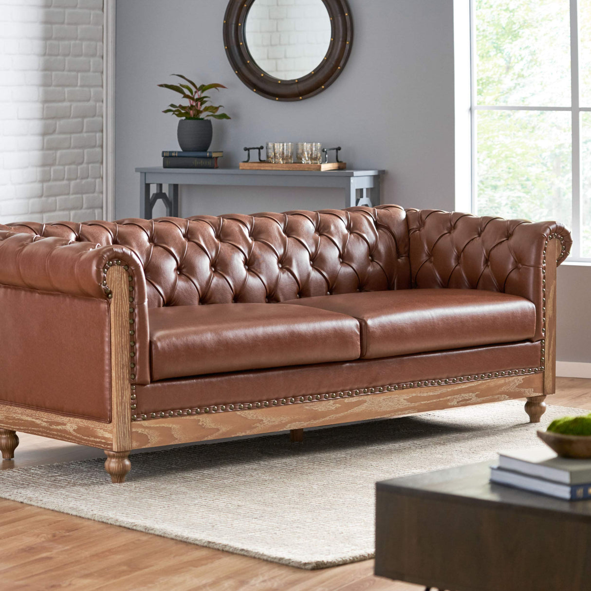 Christopher Knight Home Castalia Sofas, Cognac Brown + Natural Christopher Knight Home