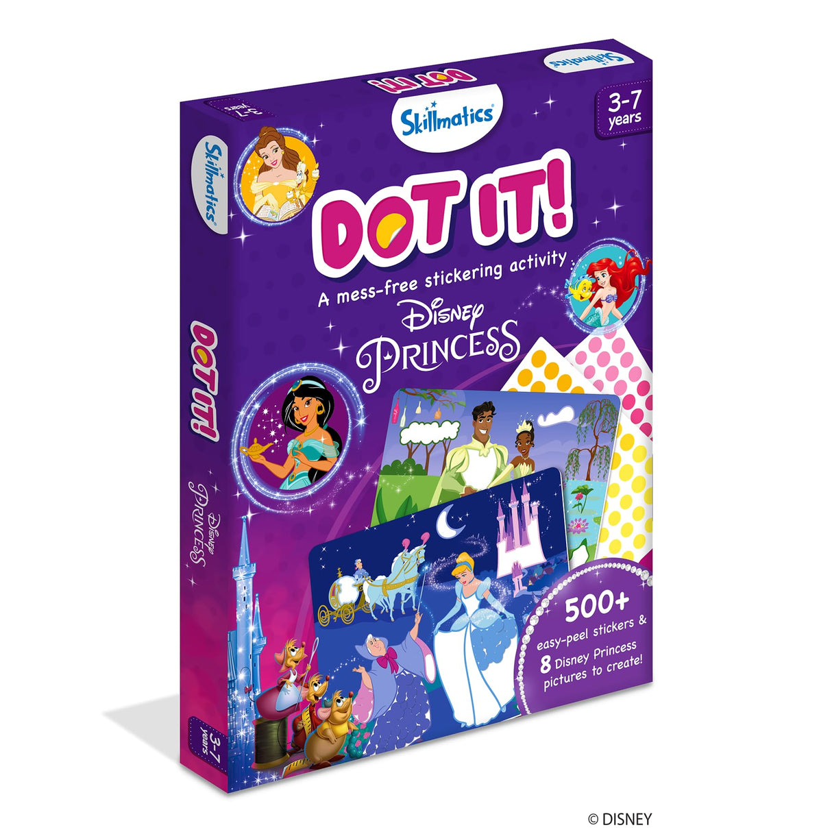 Skillmatics Dot It Sticker Art - Disney Princess, Mess-Free Fun for Kids, 500+ Stickers, Craft Kits, DIY Scrapbooking Activity, Travel Toys, Gifts for Girls & Boys Ages 3, 4, 5, 6, 7 Skillmatics