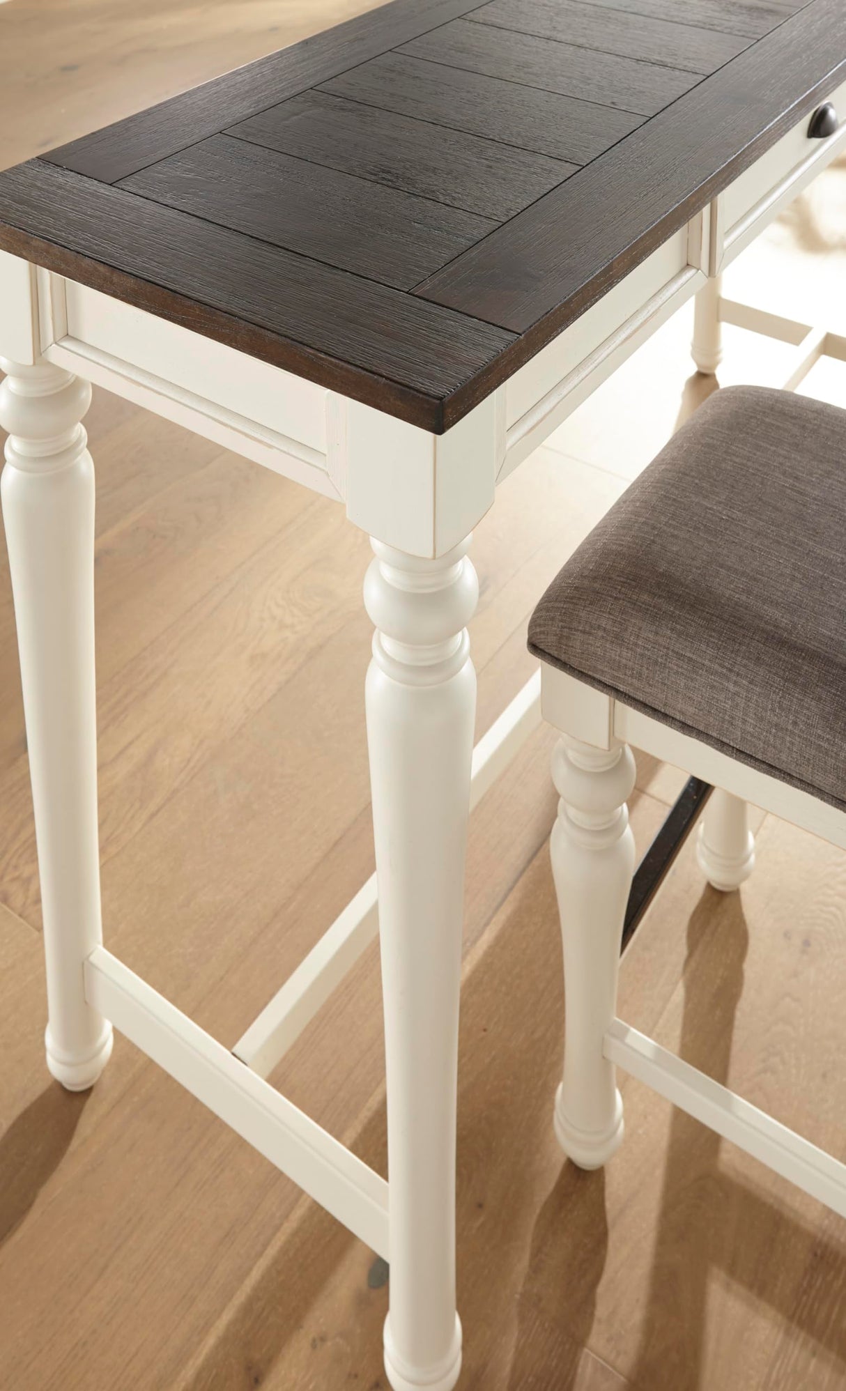 Steve Silver Furniture Joanna Sofa Bar 4PC Set, 36.5-Inch Table Height, Farmhouse Design, Living Room, Dining/Kitchen Table, Small Space, Three Counter Stools, 60" W x 20" D x 36" H, White Steve Silver