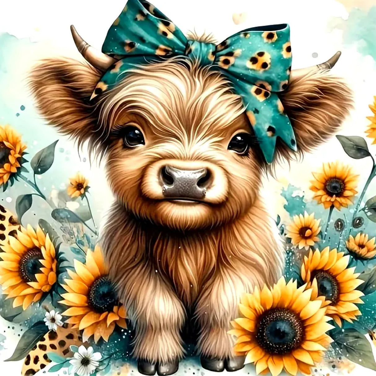 MOMDEDP Diamond Painting Kits for Adults, 5D Cow and Flower Full Drill Diamond Art, DIY Highland Cow Diamond Art Kit Animal Gem Art for Home Wall Decor 12 X12 inch MOMDEDP