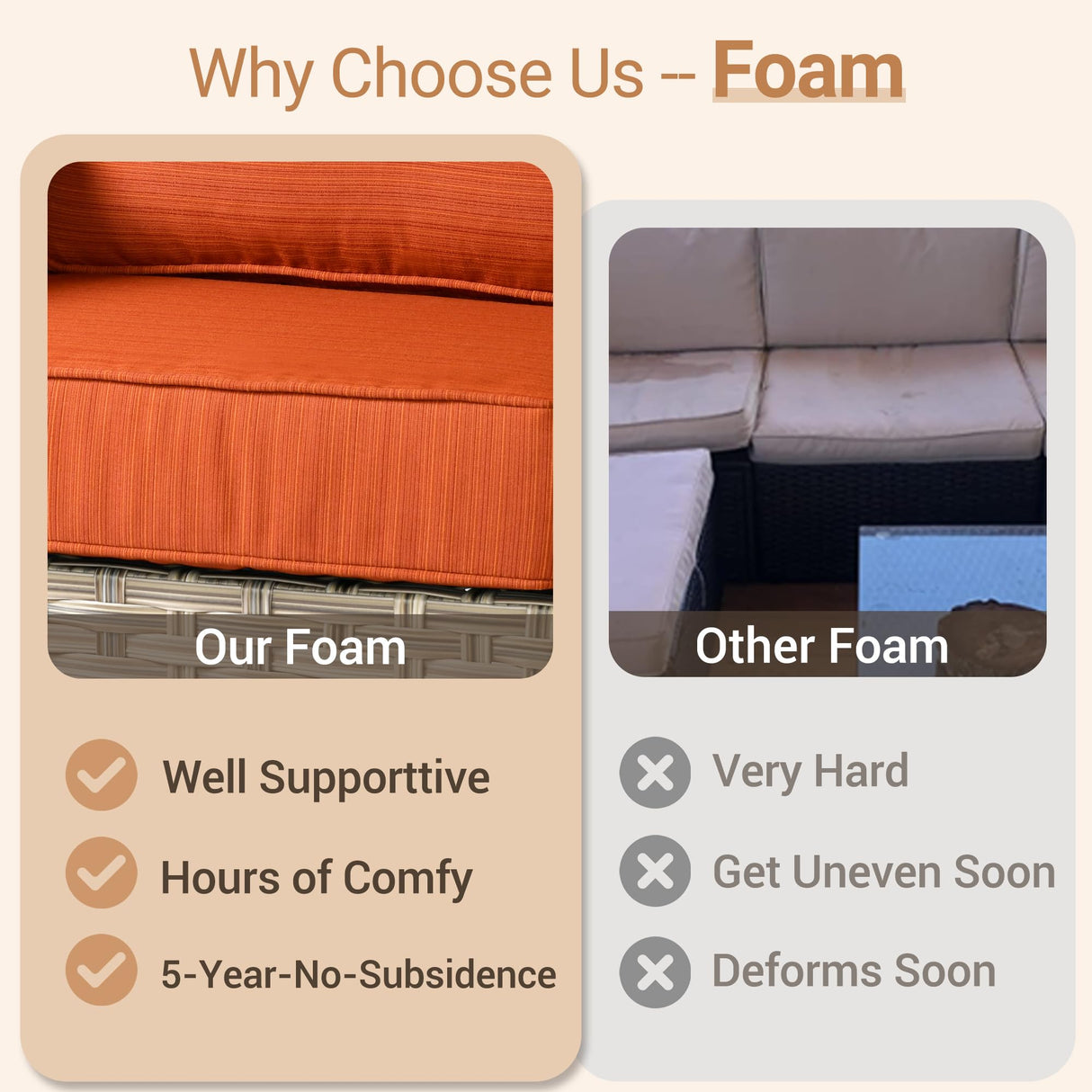 HOOOWOOO Outdoor Patio Furniture Set,8 Pieces Wicker Out Door Sectional Furniture L Shaped Couch,Patio Conversation Sets with Swivel Rocking Chair LED Table,Brick Red HOOOWOOO