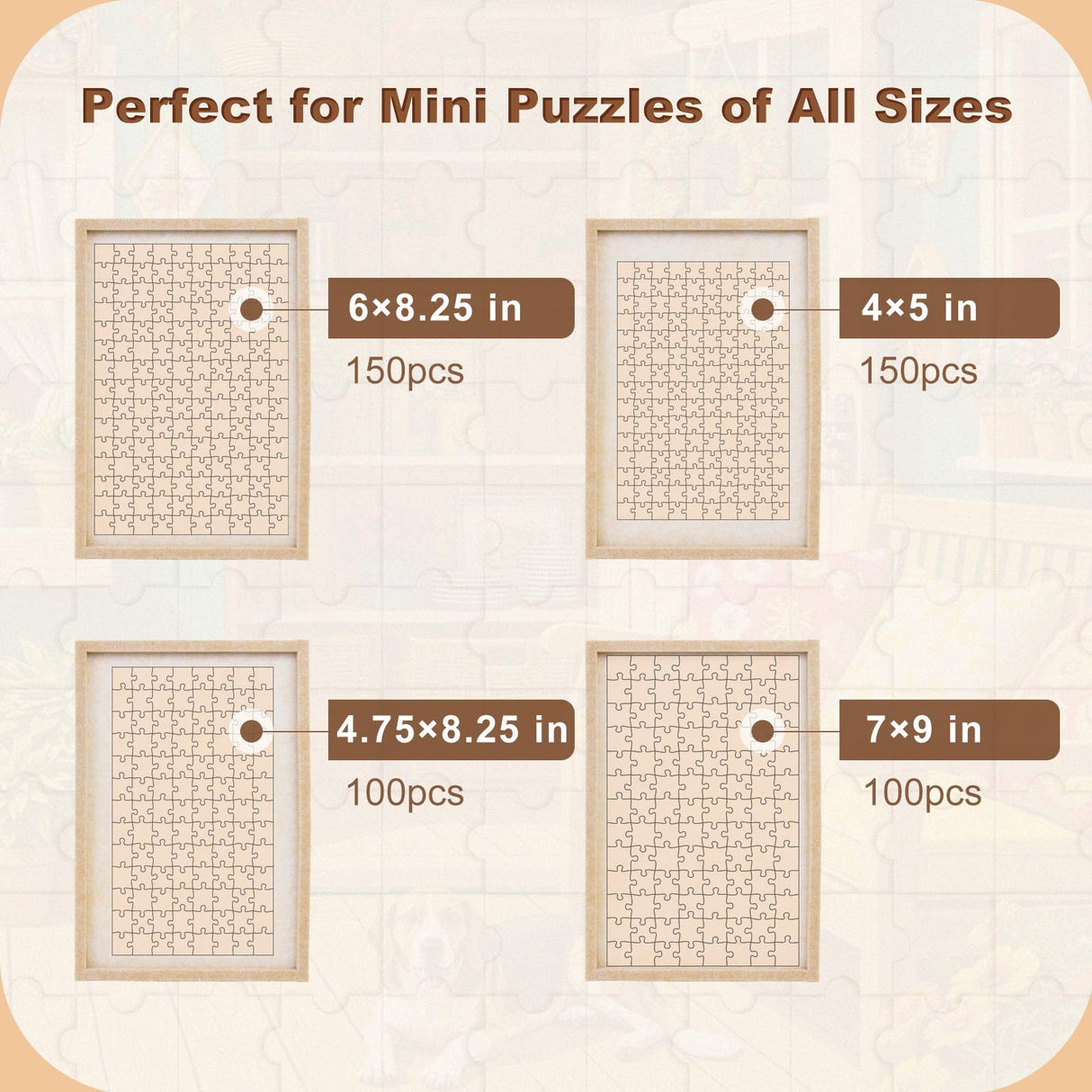 Piecevana Portable Puzzle Board 4-Pack, Small Jigsaw Puzzle Board for Mini Puzzles, 11.8" x 7.8" Lightweight Felt Puzzle Board for Travel, Outdoor Activities, Parties