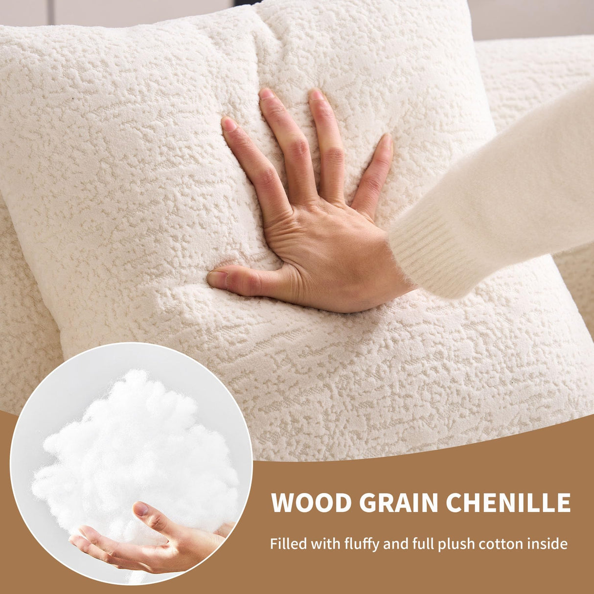 Thctvous 65” Beige Curved Loveseat Sofa with Round Armrest, Compression Couch with 3 Pillows, Cream Couch for Small Space, Living Room, Bedroom, Memory Foam, Chenille, No Assembly (Beige, 65") Thctvous