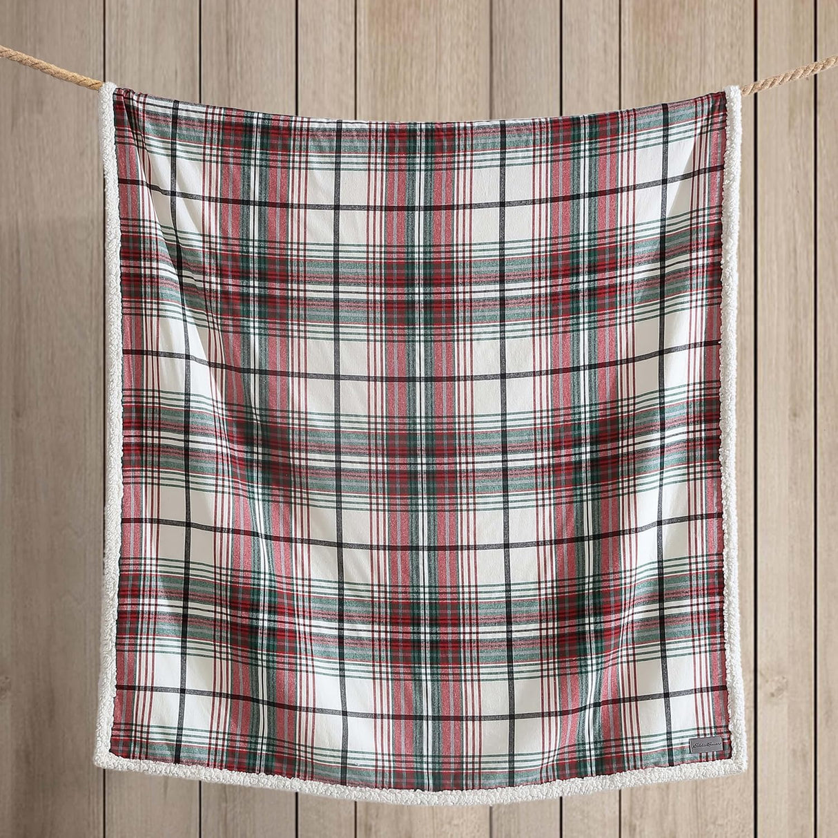 Eddie Bauer - Blanket, Super Soft Reversible Sherpa & Brushed Fleece Bedding, Throw Blankets for Couch, Ideal for Lounging (Montlake Plaid Red) Eddie Bauer