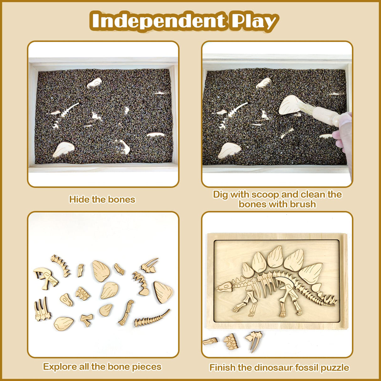Dinosaur Excavation Archaeology Dig Kit for Kids, Fossil Explore Sensory Bin Toys, Dino Skeletons Bones Puzzle Game, Archaeology Science STEM Toys for Boys and Girls (Stegosaurus) Xylolin