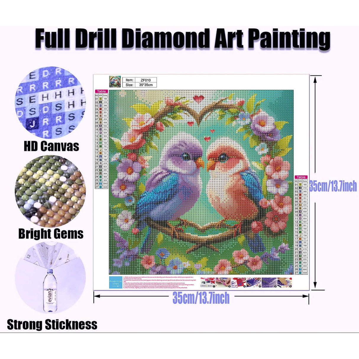 Legrace Bird Diamond Art Painting Kits for Adults - Full Drill Diamond Dots Paintings for Beginners, Round 5D Paint with Diamonds Pictures Gem Art Painting Kits DIY Adult Crafts Kits 14x14inch Legrace