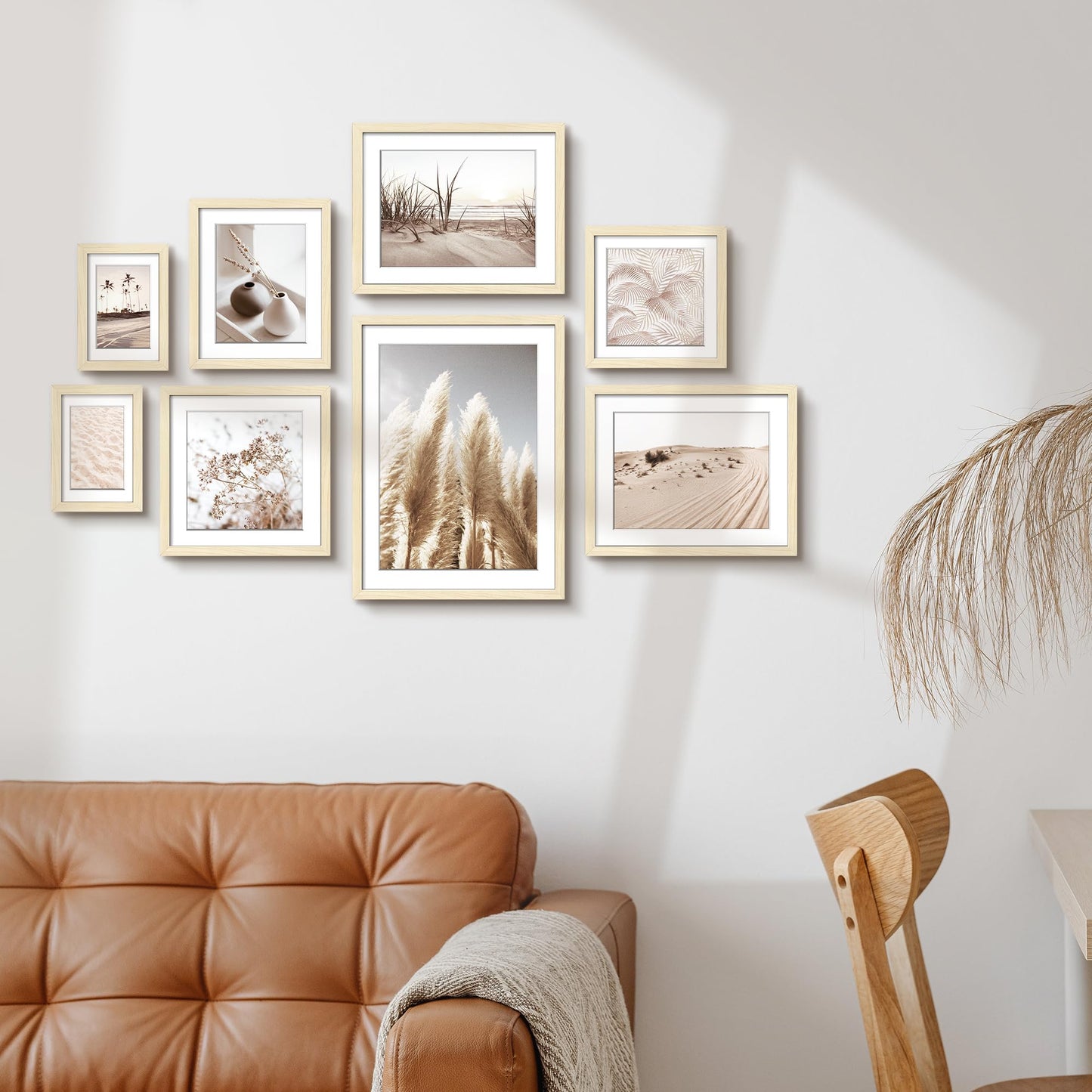 ArtbyHannah 8 Pack Gallery Wall Frame Set Neutral Wall Art Decor,Picture Frames Collage Wall Decor with Desert Pictures,Multiple Sizes…