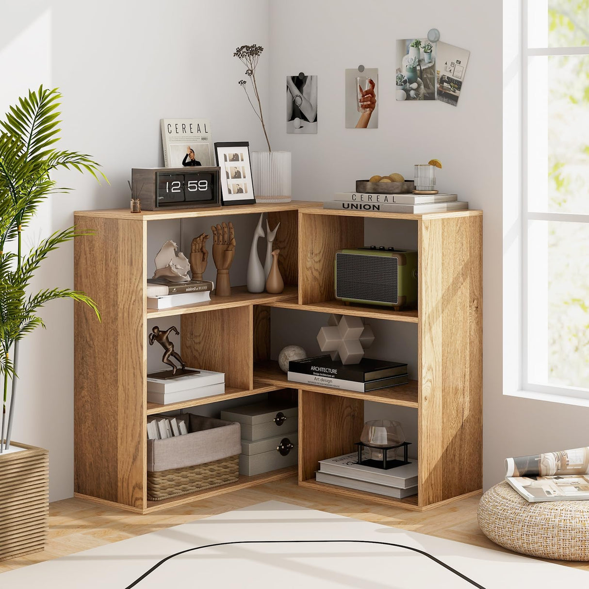 Tangkula 6 Cubes Bookcase, 2-Piece Separable Floor Standing Open Horizontal Bookshelf, Multifunctional Display Storage Shelf for Living Room Study Office (Natural, 6-Cube) Tangkula