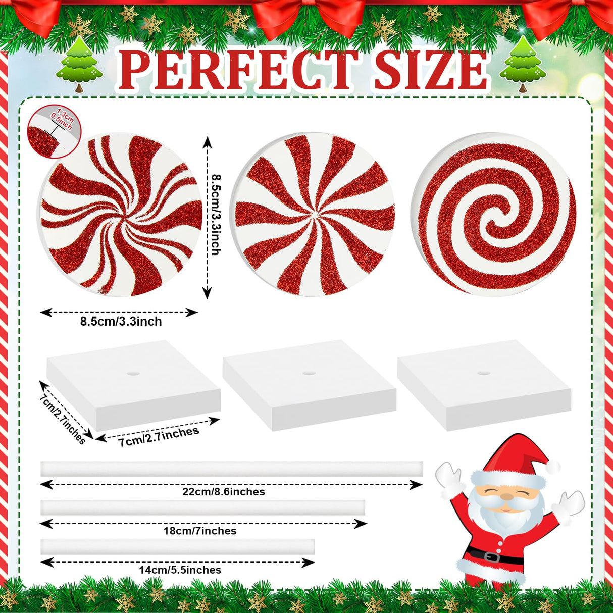 3 Pieces Christmas Table Decorations Wood Candy Set, Red Christmas Tiered Tray Decor,Rustic Christmas Candy Table Decorations for Home Tables(Cute) Sereliy