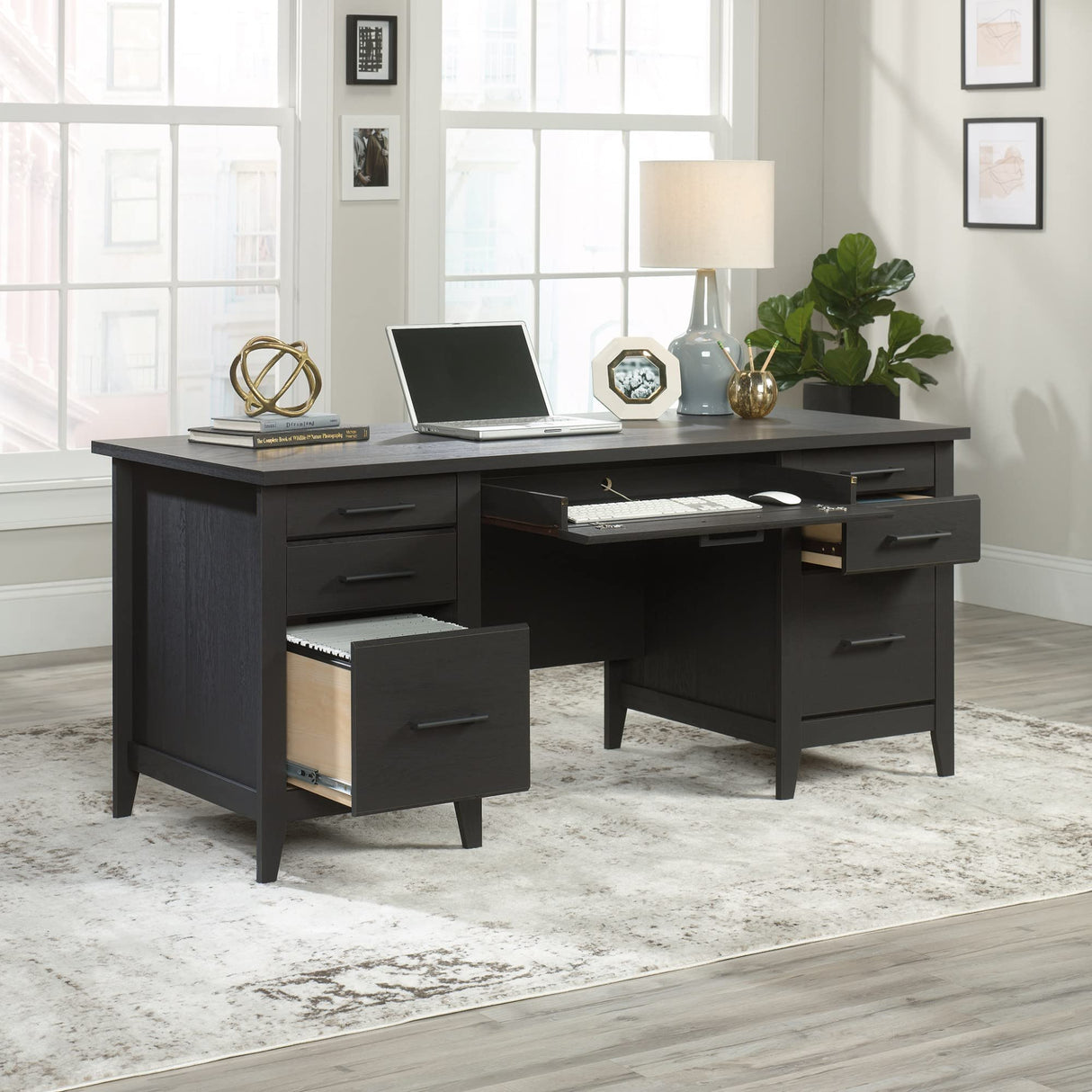 Sauder® Summit Station 66" W Executive Computer Desk, Raven Oak Sauder