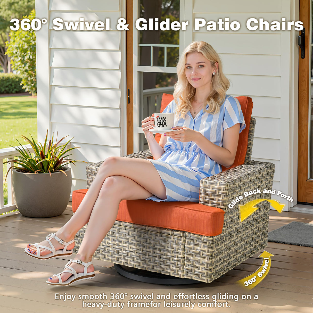 CAODOC 15-Piece Outdoor Sectional Sofa Set w/ 43" Fire Pit – L-Shaped Wicker Patio Furniture, Deep Seating & Swivel Rockers, Red CAODOC