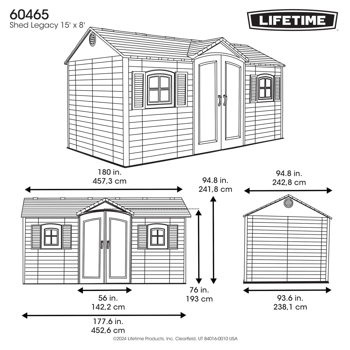 Lifetime Outdoor Storage Shed, 15x8 Ft, Desert Sand, Resin Backyard Tool Shed with Lockable Doors and UV-Protected Panels Lifetime