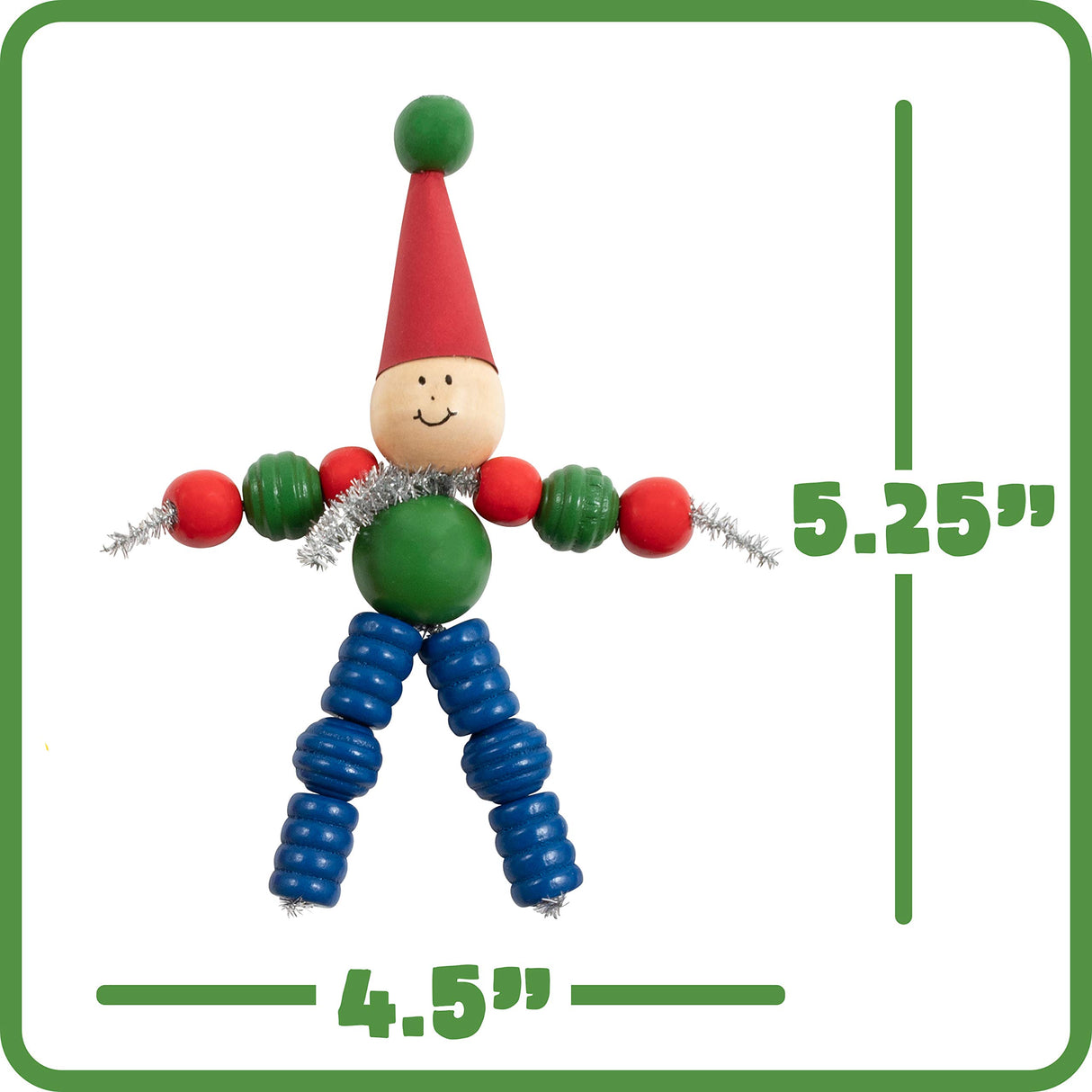 READY 2 LEARN Christmas Crafts - Create Your Own Bead Elves - Set of 4 - DIY Ornaments for Kids - Christmas Tree Decoration - All Materials Included READY 2 LEARN