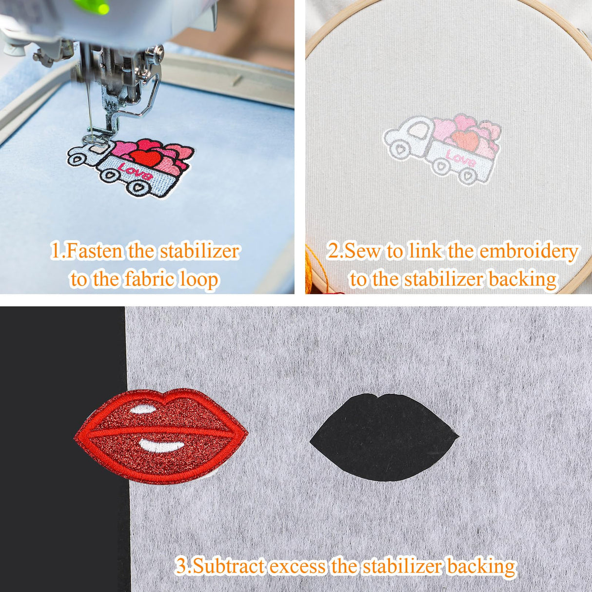 Colingmill 20 Pcs Double Sided Iron on Adhesive Sheets with Backing, Easy Iron on Patch, 100 Pcs Tear Away Machine Embroidery Stabilizer Backing for DIY Craft, Machine Embroidery and Hand Sewing Colingmill