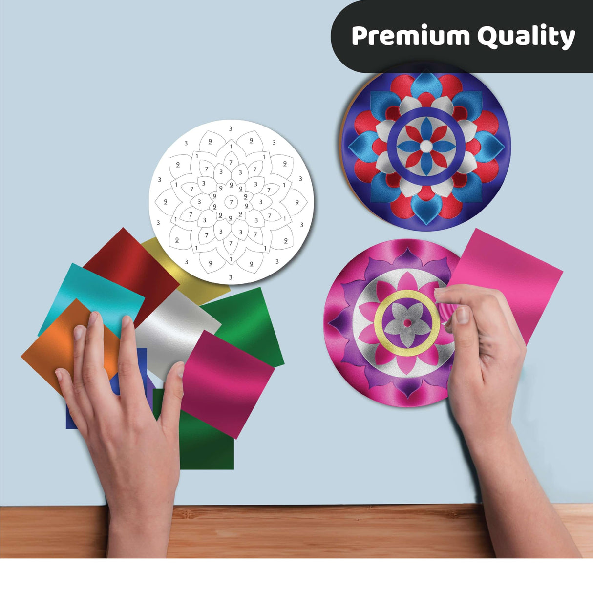 Unwynd Foil by Number Mandala Coaster Kit, 8 Pc DIY Foil Art Kit for Adults, Just Like Paint by Number Kits, Relaxing Arts & Crafts Coaster Set, Craft Gift for Teen & Women Unwynd