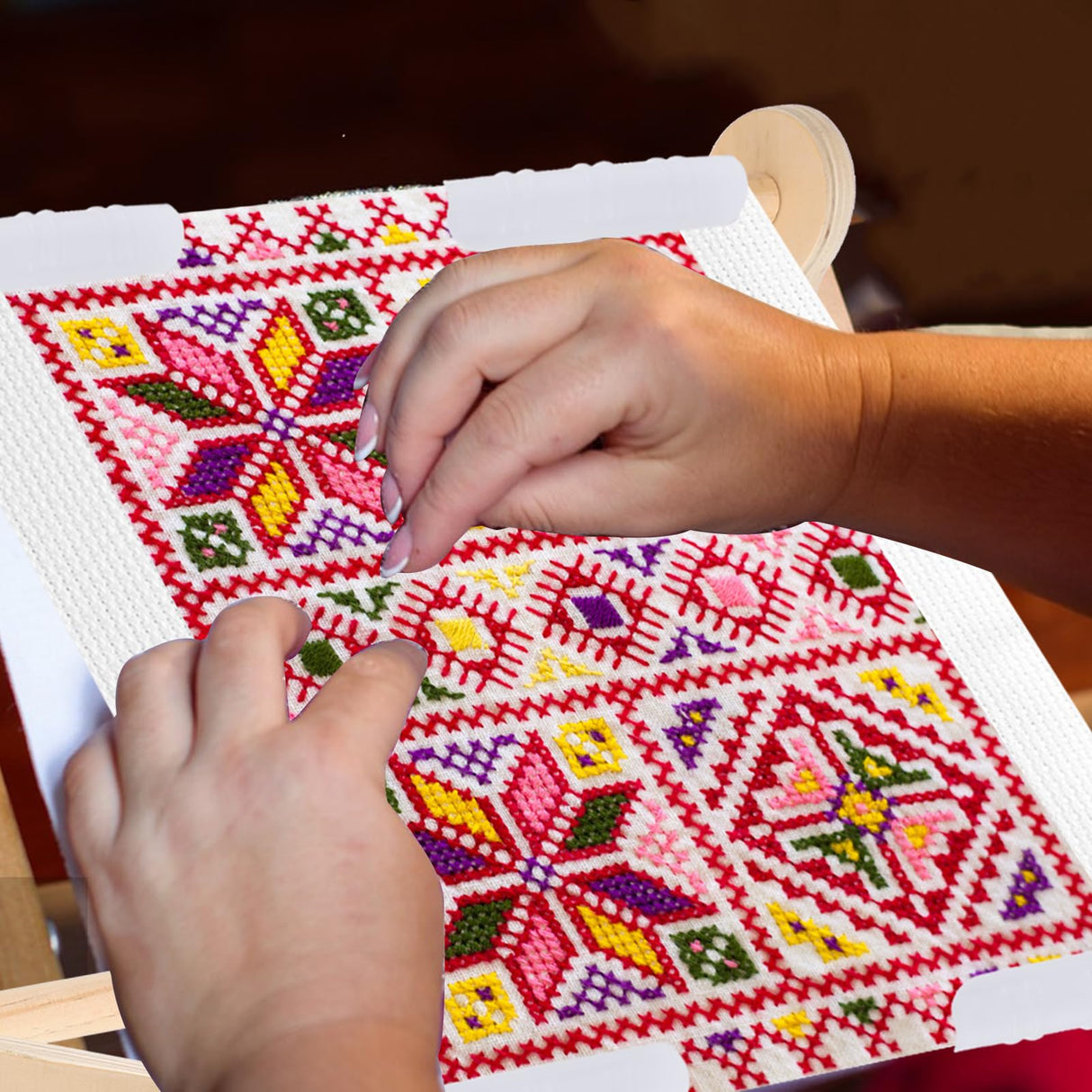 Adjustable Embroidery Table Stand,Cross Stitch Hoop Stand,Wood Embroidery Holder,Cross Stitch Frame for Lap or Table Top Cross Stitch or Tapestry Needlepoint Embroidery,2 Sizes Rod ( 11.8" and15.75) YEXEXINM