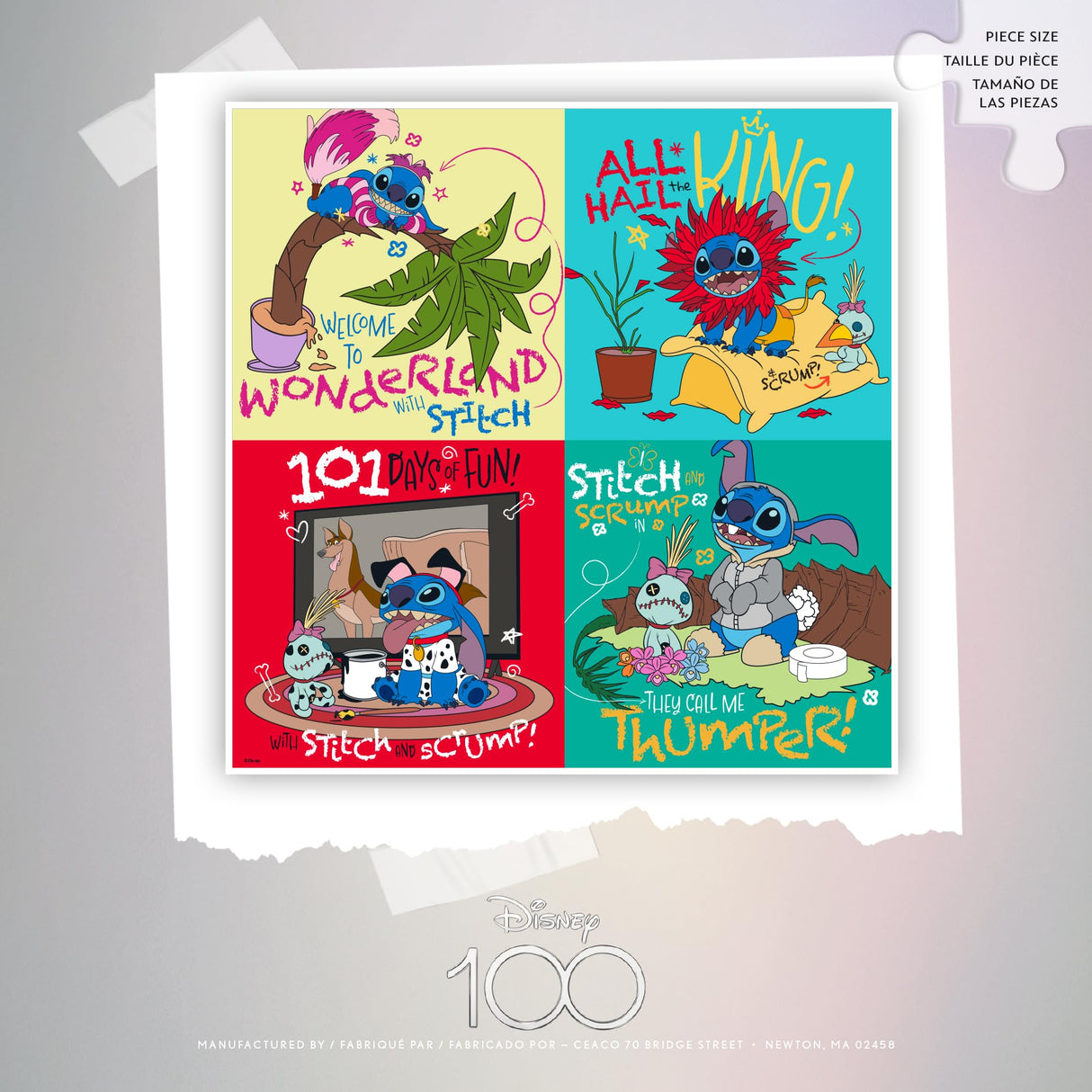 Ceaco - Disney's 100th Anniversary - Stitch Collage - 300 Oversized Piece Jigsaw Puzzle Ceaco