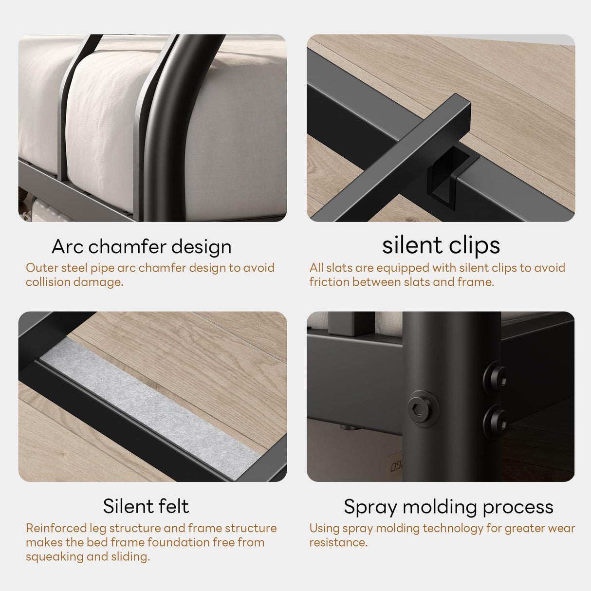 SogesSleep Bunk Beds Twin Over Full Size, Heavy Duty Metal Bunk Bed Frame with Angled Ladder for Teens and Adults, for Spaces-Saving, Smooth Rounded Edges, Noise Free & Easy Assembly, Black SogesSleep