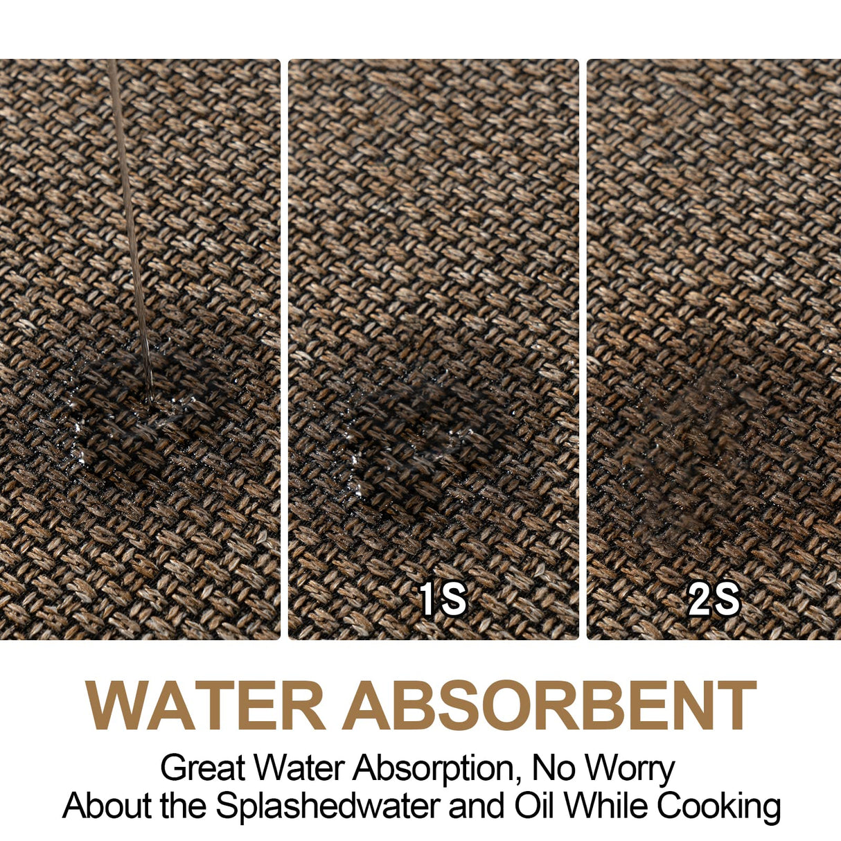SUMLANS Kitchen Mat Set of 2 PCS, Cushioned Non Slip Rugs for Kitchen Floor, Absorbent Runner Comfort Standing Mats Washable for Kitchen, Office, Home (Brown, 17.3"x47"+17.3"x30") SUMLANS