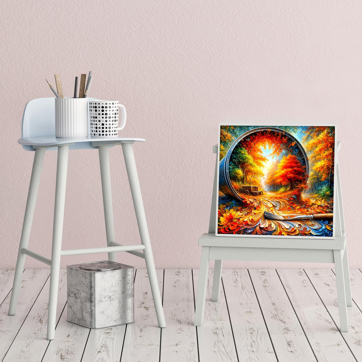 CZYWJMEI 5D Fall Diamond Painting Kits for Adults Beginners,DIY Maple Leaf Landscape Diamond Art,Full Round Drill Diamond Dot Gem Art Kits,Home Wall Decor 16x16 Inch CZYWJMEI