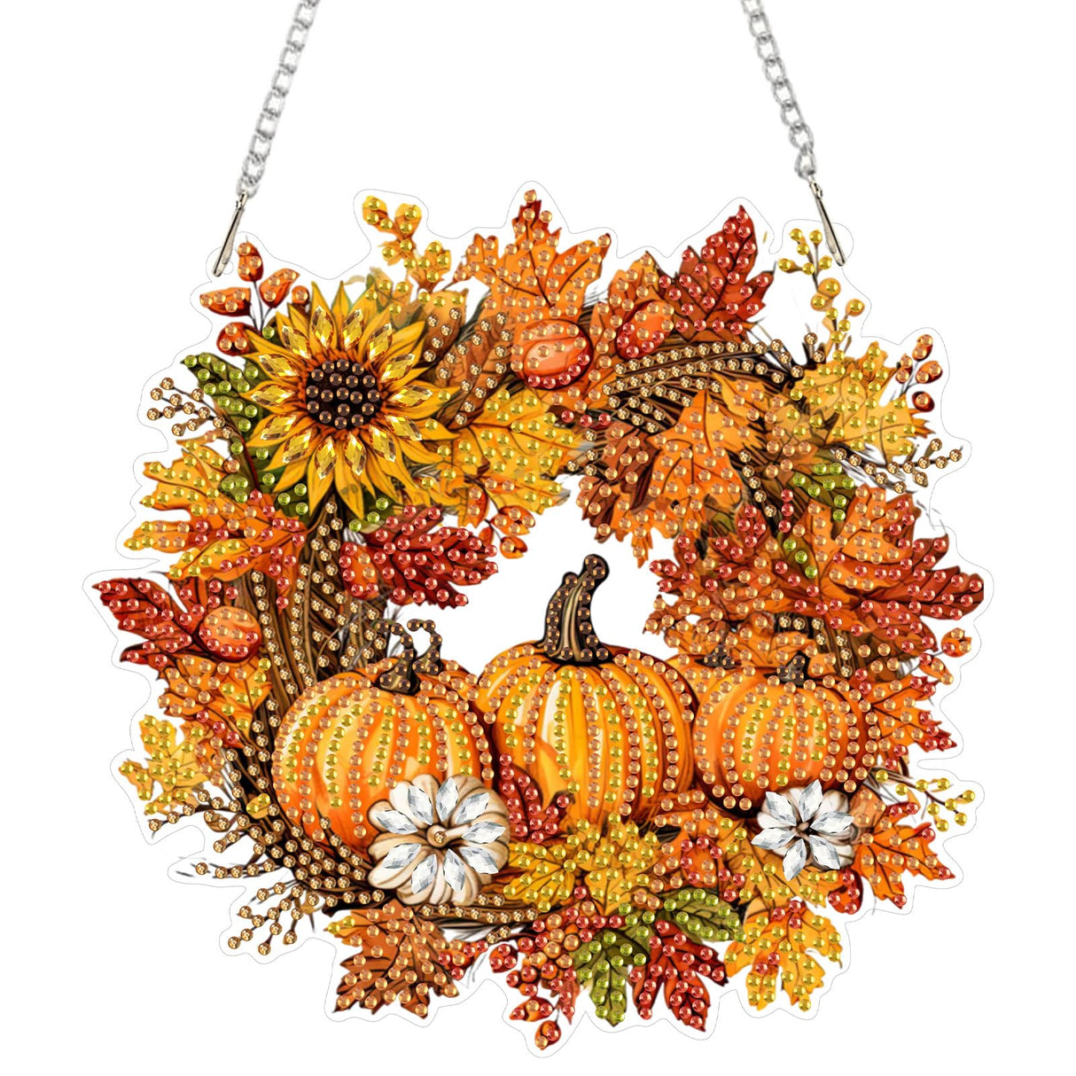 SENQAO Halloween Diamond Art Hanging Kits for Adults Beginners, DIY Acrylic 5D Special Shaped Crystal Diamond Gem Art Painting Hanging Ornament for Home Wall Decor and Gift(Fall Pumpkin Wreath) SENQAO