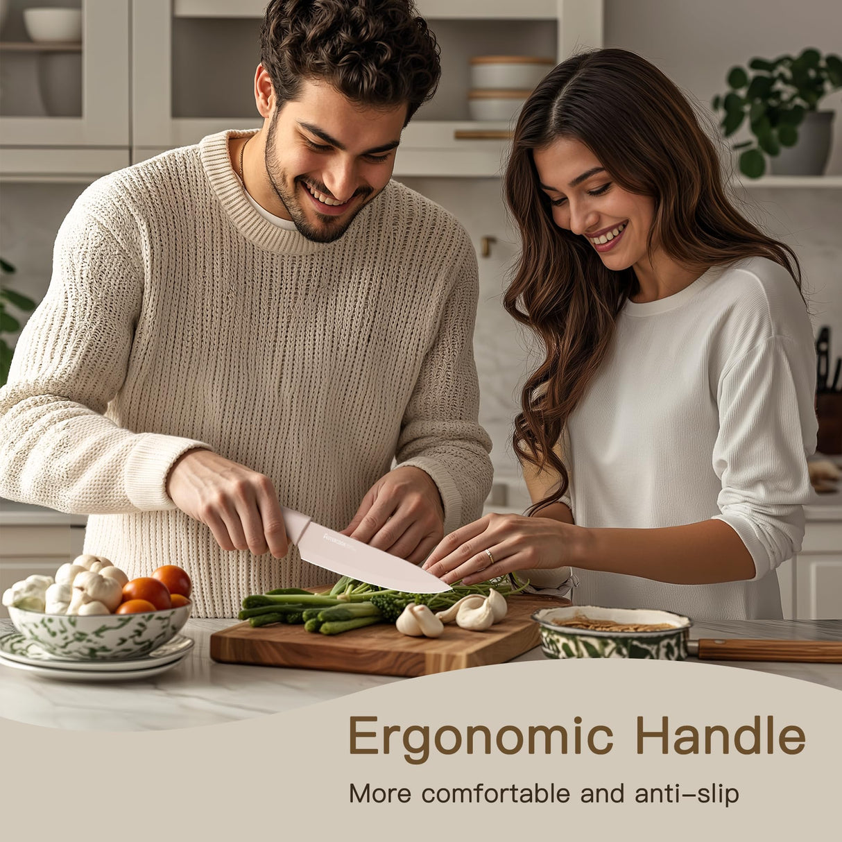 Astercook Knife Set, 13 Pieces Kitchen Knives Set with Healthy Anti-Rust Coating, Dishwasher Safe, Stainless Steel Chef Knife Sets with 6 Blade Guards, Perfect Holiday Gifts for Kitchen Astercook