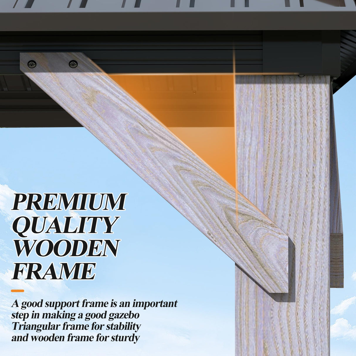 GARTOO 12' x 16' Outdoor Wood Gazebo - Permanent Wooden Hardtop Gazebo Pavilion with Double Curtains, Galvanized Steel Roof Cedar Wood Gazebos for Garden, Lawn, Poolside, Backyard Deck GARTOO