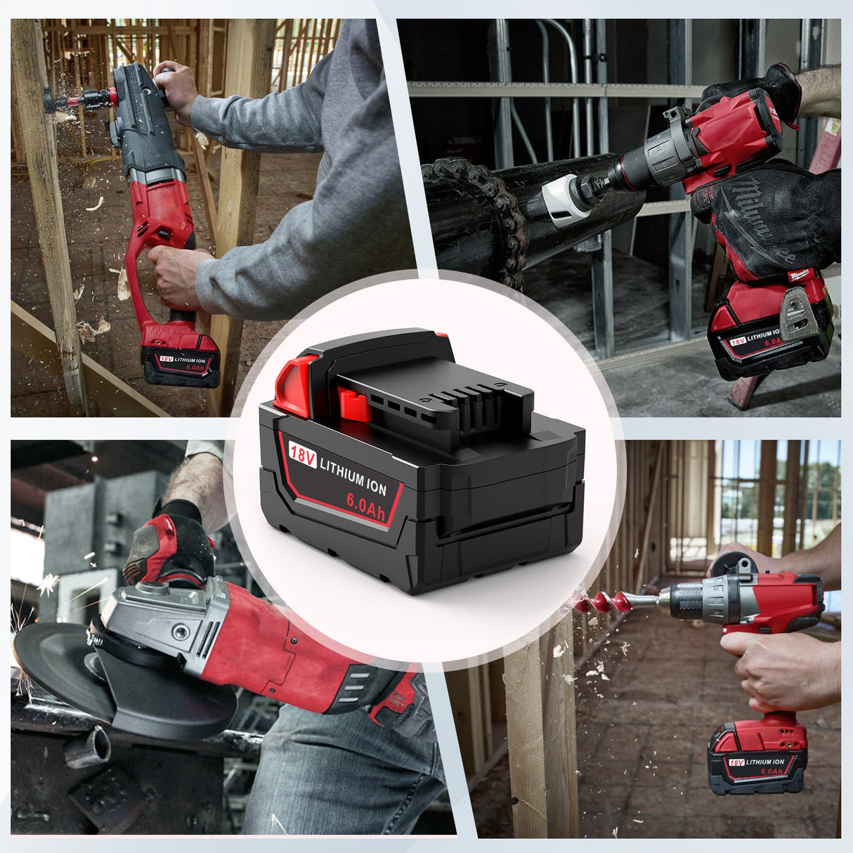 2Pcs 18V 6Ah Battery and N18-N14 18V Dual Port Charger Set for Milwaukee WK18 Tools 48-11-1850 48-11-1860 48-11-1820 48-11-1840 48-11-1830 48-11-1870 48-11-1880 Fast Charging Djsanu